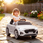 Qaba 12V Audi Q8 Licensed Electric RC Car for Kids - White-Features two headlights, horn, and music for realistic play 