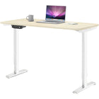 MotionGrey 43" Ergo2 Electric Sit Stand Height Adjustable Standing Desk - White/Light Brown-MDF surface desk top with industrial grade steel standing desk leg frame