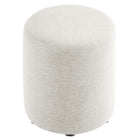 Modway Callum 16" Round Woven Heathered Fabric Upholstered Ottoman - Heathered Weave/Ivory-Weight Capacity: 506 lbs.