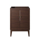 Modway Ledger 24" Wood Bathroom Vanity Cabinet - Walnut-Solid Mindi Wood