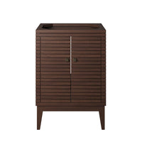 Modway Ledger 24" Wood Bathroom Vanity Cabinet - Walnut-Solid Mindi Wood