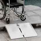 HOMCOM 2' Textured Aluminum Folding Wheelchair Ramp - Silver-Comes with two high sides to prevent accidental falls 