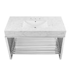 Modway Gridiron 48" Bathroom Vanity - White/Silver-Artificial Marble Sink
