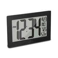 Marathon Watch Atomic Wall Clock w/ Stand & 8 Time Zones - Self-setting - Black-Large display: easy to read 4" high display