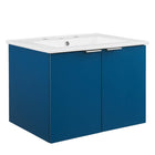 Modway Maybelle 24" Wall-Mount Bathroom Vanity - Navy/White-Assembly Required