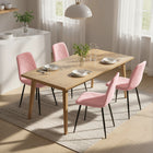 HOMCOM Dining Chairs with Metal Legs for Kitchen - Pink - Set of 4-Soft velvet feel fabric, padded seat and solid back provides high comfort