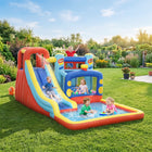 Qaba 14.3 x 8' 4 in 1 Bouncy Castle for Kids with Slide, Climbing Wall for 3-8 Years-Inflates in just 2 minutes with a powerful blower