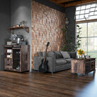 HOMCOM Farmhouse Coffee Table with Sliding Barn Door - Dark Brown-Material: MDF, Steel