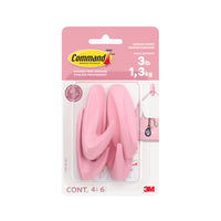 Command Medium Designer Hooks - 6 Strips - 4 Hooks - Blossom Pink-Includes 4 hooks, 6 medium strips, 1 hook holds 3 lbs