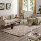 Modway Toryn Diamond Lattice Shag Area Rug - 5 ft W x 8 ft L - Beige/Ivory-Shag Weave Of Approx. 2 Inches