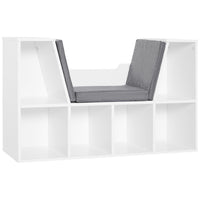 HOMCOM 6-Cubby Bookcase with Seat Cushion - Grey-This elegant and stylish bookcase fits well in your home decor