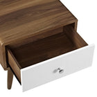 Modway Transmit Nightstand - Walnut White-Splayed And Tapered Legs