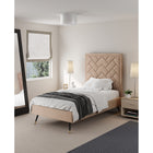 Manhattan Comfort Crosby 81.1" Modern Velvet Upholstered Twin-Size Bed - Nude-Upholstered In Luxurious Velvet with High Density Foam Filled Padding