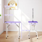 PawHut Foldable Non-slip Surface Pet Grooming Table - Purple-Leash is included to keep the pet in place 