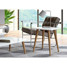 Manhattan Comfort Utopia 19.68" Square End Table, White and Maple Cream (89352)-Upon Assembly, Measures: 17.32 in. Length, 19.68 in. Height, 17.32 in. Depth.