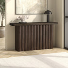 Hudson&Canal Olie 55" Wide Rectangular Fluted Console Table - Brown Oak-Wide fluted pedestal base in a Brown Oak finish