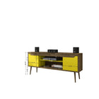 Manhattan Comfort Bradley 62.99" Mid-Century Modern TV Stand - Rustic Brown and Yellow-Includes 1 Media Hole for Wire Management