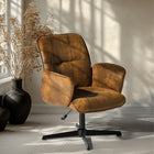 Homy Casa Relax Adjustable Height Office Chair - Suede Brown-Enjoy full mobility with the 360-degree swivel function for easy movement around your workspace