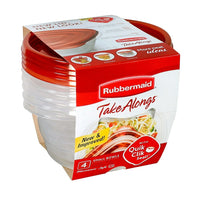 Rubbermaid Take Alongs Small Bowls Food Containers, Red, 4 Pack-Great for lunches, snacks gifts and crafts