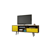 Manhattan Comfort Liberty MDP and MDF 70.86"W TV Stand, Rustic Brown and Yellow (202AMC94)-Free Standing TV Stand for Living Room and Bedroom use.