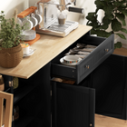 HOMCOM Modern Sideboard Buffet Cabinet with Wood Effect Top & Multi Storage Shelves - Black-Colour: Black, Oak