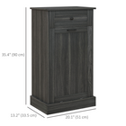HOMCOM 10 Gallon Tilt Out Trash Sideboard Buffet Cabinet with Hidden Bin & Drawer - Charcoal Grey-Oak wooden grain tabletop brings modern and natural style to your house 