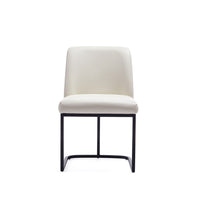 Manhattan Comfort Serena 23.62" Modern Faux Leather Upholstered Dining Chair - Cream-Modern Dining Chair for Dining Room and Home Office Use