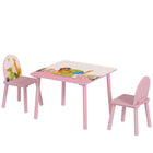 Qaba Kids Table & Chairs Set, Children Table & 2 Chairs Set with Animal Pattern, Kids Activity Furniture - Pink-3-piece set with table and 2 chairs
