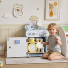 Qaba Kids Wooden Dishwasher Playset with Accessories - Light Blue-Includes a 32-piece accessory set for immediate, shared creative fun 