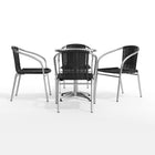 23.5'' Round Aluminum Indoor-Outdoor Table with 4 Black Rattan Chairs (TLH-ALUM-24RD-020BKCHR4-GG)-5