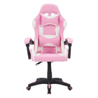 CorLiving Ravagers Gaming Chair - Pink/White-Pink and white racing stripe detailing