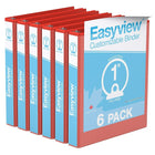 Davis Group Easyview Premium Binder - Round Ring - Customizable - 1" - Red - 6 Pack-3 Ring Binder