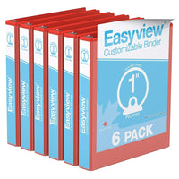 Davis Group Easyview Premium Binder - Round Ring - Customizable - 1" - Red - 6 Pack-3 Ring Binder