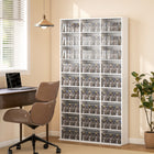 HOMCOM 9-Tier Media Storage Cabinet - 68.9" H - White-Adjustable shelves offer 22 height settings for custom layouts