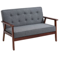 HOMCOM 44.5" Loveseat Sofa for Bedroom with Wood Frame - Grey-Two-seater couch for small spaces