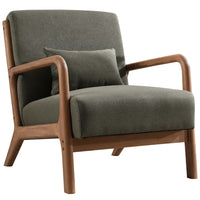 Ebello Hertford 26" Wide Mid Century Upholstered Solid Wood Accent Chair with an Extra Pillow - Green-High density foam cushions
