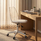 Homy Casa Modern Transparent Backrest Swivel Task Chair with White PU Leather Seat-Height adjustable gas lift for customized seating position