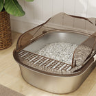 PawHut Stainless Steel Pan Tray Cat Litter Box with Lid and Scoop-Made with ABS material for durability 