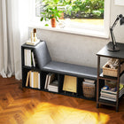 HOMCOM Bookshelf with Reading Nook - Black-Material: Particleboard, Linen (100% Polyester), Foam