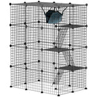 PawHut 4-Tier Cat Enclosure with Hammock, Platforms and Ramps - Black-Spacious four-tier design allows ample room for multiple cats 