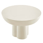 Modway Caspian Round Concrete Coffee Table - White-Assembly Required