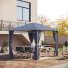 Outsunny 10 ft W x 10 ft L Hardtop Gazebo Canopy - Outdoor Patio Gazebo - Dark Grey-Steel and aluminum frame for a stable structure