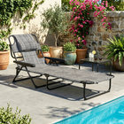 Outsunny Folding Lounge Chair with Reclining Back - Tanning Chair - Mixed Grey-Foldable design to make carry & transport easy