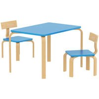 Qaba Kids Table & 2 Chair Set, Toddler Table & Chairs, Children Multi-Activity Furniture Set for Playing - Blue-3-piece set with table and 2 chairs
