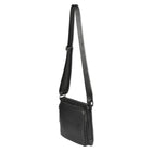 Nicci Ladies Crossbody Bag with Front Zipper Pocket - Black-Long adjustable web shoulder strap (11.81"-22.83" drop)