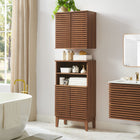 Modway Render Bathroom Cabinet Set - Walnut-Slatted Door Fronts