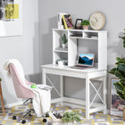HOMCOM 41.3" Computer Desk with Storage - White-White finish and clean lines offer a modern aesthetic
