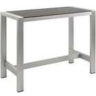 Modway Shore Outdoor Patio Aluminum Rectangle Bar Table - Silver Grey-Modern Outdoor Bar Table