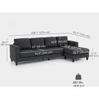 HOMCOM L Shape 4 Seater Corner Sofa with Chaise Lounge - Charcoal Grey-Thick cushions and track armrests offer comfortable seating