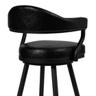 Armen Living Justin 30" Bar Height Swivel Bar Stool in Vintage Black Faux Leather with Black Metal Legs-5